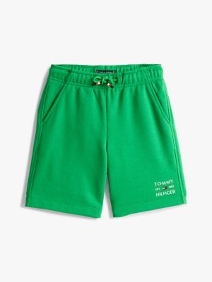 short en molleton à logo vert pour garçons tommy hilfiger