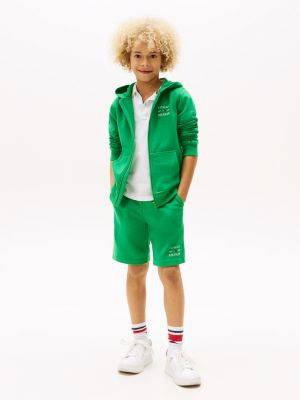 shorts sportivi con logo grafico verde da bambini tommy hilfiger