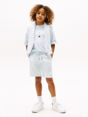 shorts sportivi varsity con logo grigio da bambini tommy hilfiger