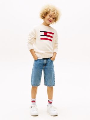 multi hilfiger flag crew neck jumper for boys tommy hilfiger