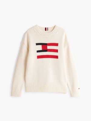 multi hilfiger flag crew neck jumper for boys tommy hilfiger