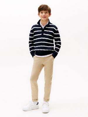 multi cable knit polo jumper for boys tommy hilfiger