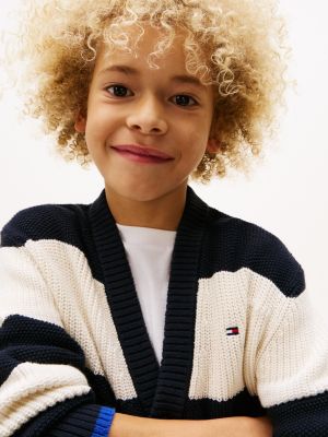 cardigan relaxed fit in maglia a coste multicolore da bambini tommy hilfiger