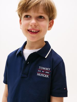 blue logo embroidery polo shirt for boys tommy hilfiger