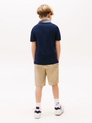 polo con logo ricamato blu da bambini tommy hilfiger