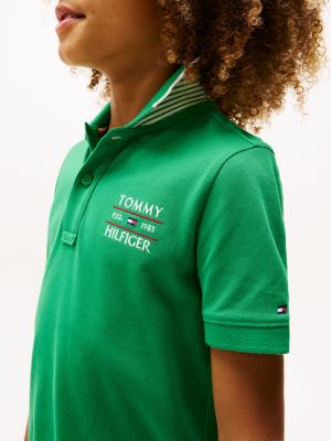 green logo embroidery polo shirt for boys tommy hilfiger