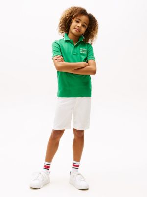 polo con logo ricamato verde da bambini tommy hilfiger