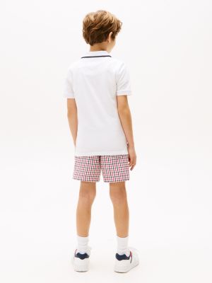 white logo embroidery polo shirt for boys tommy hilfiger