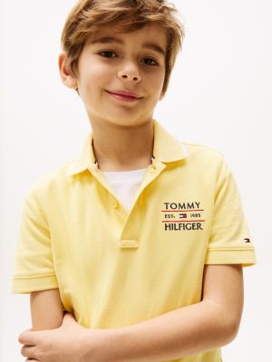 yellow logo embroidery polo shirt for boys tommy hilfiger