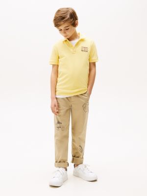 polo à logo brodé jaune pour garçons tommy hilfiger