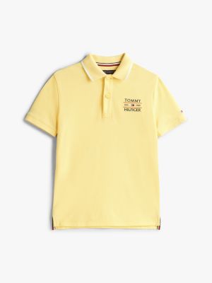 polo con logo ricamato giallo da bambini tommy hilfiger