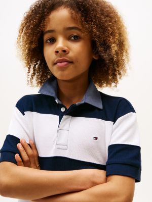 multi stripe chambray collar polo shirt for boys tommy hilfiger