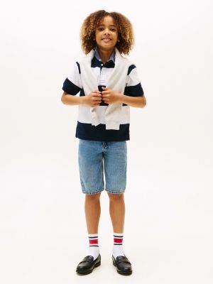 multi stripe chambray collar polo shirt for boys tommy hilfiger
