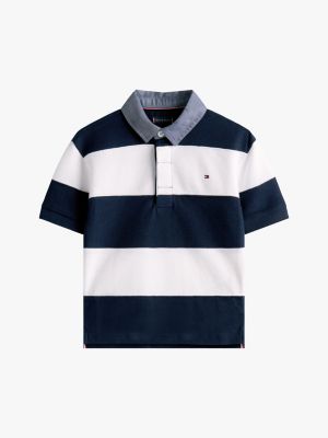 kolorowy koszulka polo z denimowym kołnierzykiem dla chłopcy - tommy hilfiger