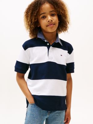 multi stripe chambray collar polo shirt for boys tommy hilfiger