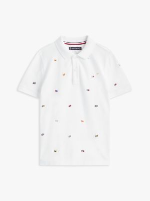 grau piqué-poloshirt mit hilfiger-flag für jungen - tommy hilfiger