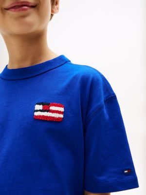 blue hilfiger flag back logo terry t-shirt for boys tommy hilfiger