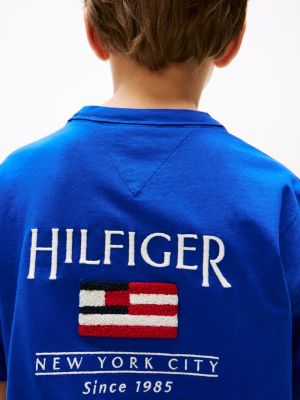 t-shirt hilfiger flag à logo au dos bleu pour garçons tommy hilfiger