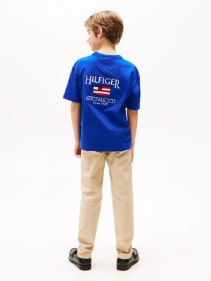 blau t-shirt aus baumwoll-terry mit rückenlogo für jungen - tommy hilfiger