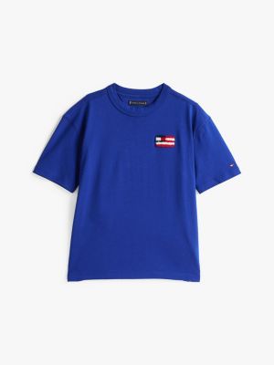 t-shirt hilfiger flag à logo au dos bleu pour garçons tommy hilfiger