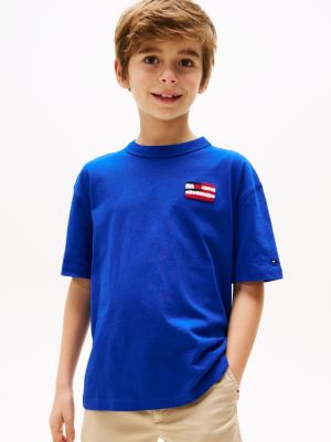 t-shirt in spugna con logo sul retro blue da bambini tommy hilfiger