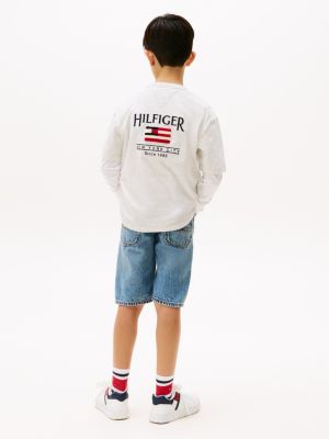 white hilfiger flag back logo terry t-shirt for boys tommy hilfiger