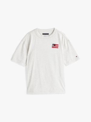 white hilfiger flag back logo terry t-shirt for boys tommy hilfiger