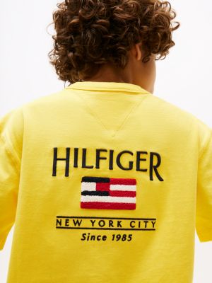 gelb t-shirt aus baumwoll-terry mit rückenlogo für jungen - tommy hilfiger