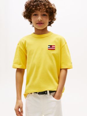 yellow hilfiger flag back logo terry t-shirt for boys tommy hilfiger