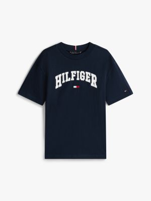 t-shirt varsity con logo blu da bambini tommy hilfiger