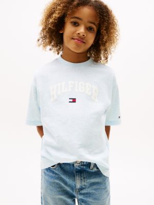 blauw varsity t-shirt met logo voor jongens - tommy hilfiger