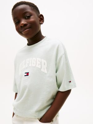 groen varsity t-shirt met logo voor jongens - tommy hilfiger