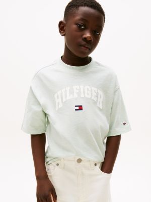 green varsity t-shirt met logo voor jongens - tommy hilfiger