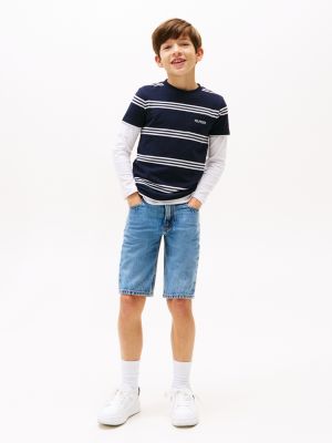 t-shirt in piqué con tasca applicata multicolore da bambini tommy hilfiger