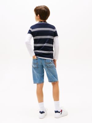 t-shirt in piqué con tasca applicata multicolore da bambini tommy hilfiger