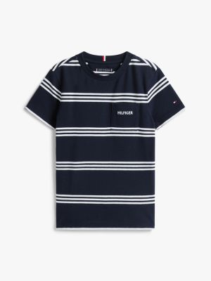 t-shirt in piqué con tasca applicata multicolore da bambini tommy hilfiger