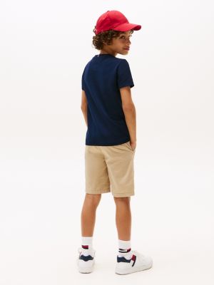 t-shirt in piqué con tasca applicata nero da bambini tommy hilfiger