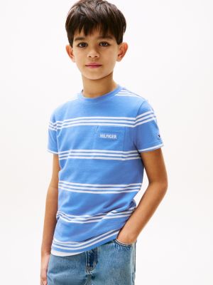 t-shirt in piqué con tasca applicata multi da bambini tommy hilfiger