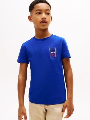 blue t-shirt mit logo-grafik für jungen - tommy hilfiger