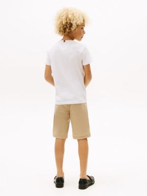 t-shirt à logo graphique blanc pour garçons tommy hilfiger