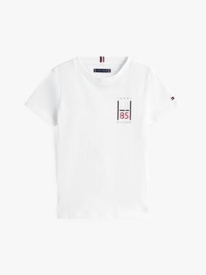 t-shirt à logo graphique blanc pour garçons tommy hilfiger
