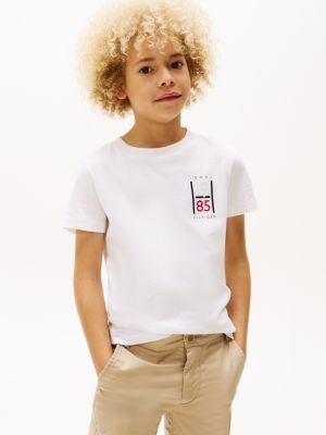 t-shirt con grafica e logo white da bambini tommy hilfiger