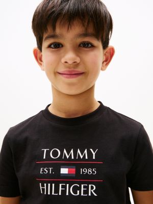 schwarz rundhals-t-shirt mit logo für jungen - tommy hilfiger