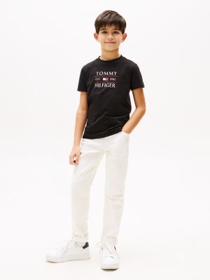 schwarz rundhals-t-shirt mit logo für jungen - tommy hilfiger