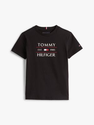 schwarz rundhals-t-shirt mit logo für jungen - tommy hilfiger