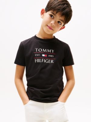 schwarz rundhals-t-shirt mit logo für jungen - tommy hilfiger