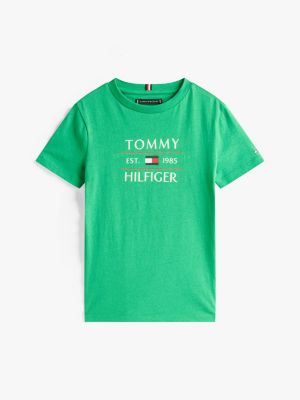 grün rundhals-t-shirt mit logo für jungen - tommy hilfiger