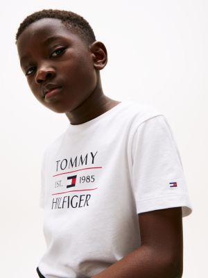 white logo crew neck t-shirt for boys tommy hilfiger