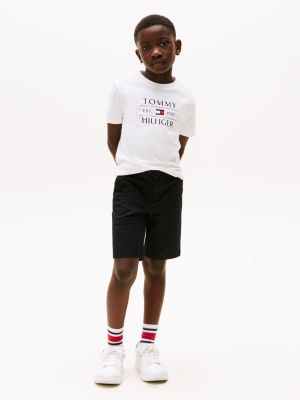 weiß rundhals-t-shirt mit logo für jungen - tommy hilfiger