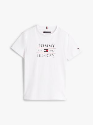 weiß rundhals-t-shirt mit logo für jungen - tommy hilfiger